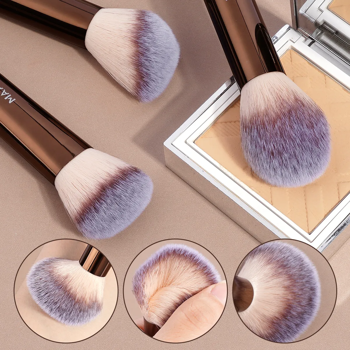 13pcs Classic Makeup Brushes with Storage Bag Soft Foundation Powder Eyeshadow Kabuki Blending Makeup Tools Coffee Brown
