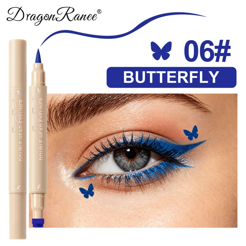 2-in-1 Double Ended Stamp Seal Eyeliner Quick Drying Waterproof and Sweat Proof Not Easy To Smudge Colorful Eye Makeup EyeLiner