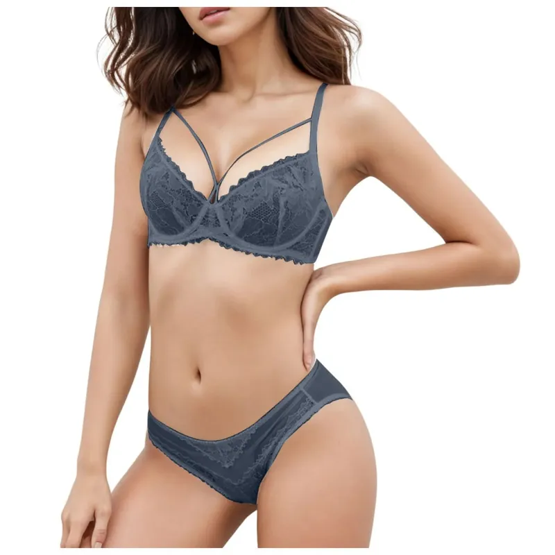 Set Celana Dalam Bra Minimizer Renda Tipis Tanpa Bantalan Tipis Wanita Set Pakaian Dalam Lingerie Wanita Harian Elegan Pengurang Payudara Besar