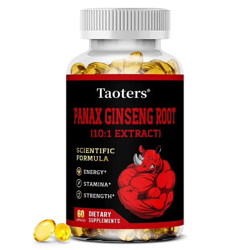 Panax Ginseng Root Capsules - Ashwagandha Extract Supplement Provides Energy Muscle Strength for Adults
