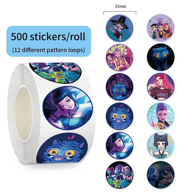 NEW 500pcsRoll Popular Anime KPop Stickers Tiger Theme DIY Waterproof Decals for Scrapbook Phone Luggage Skateboard Laptop Decor — image 9