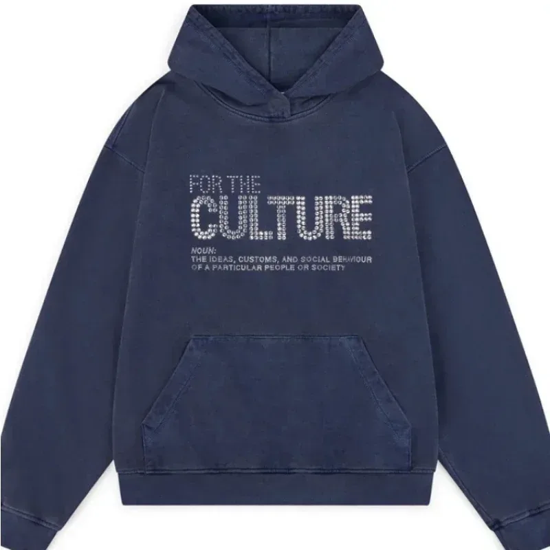 Vintage Men Monogrammed Applique Print Style Y2k Slouchy Loose New Fashion Couple Hoodie Tracksuit Streetwear Street in Winter