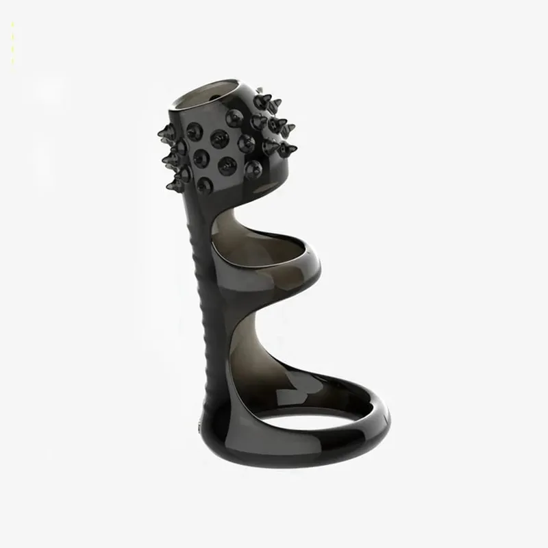 Mannelijke Penis Sleeve Dual Cock Ringen Vertraging Ejaculatie Nozzle Penis Ringen Uitbreiding Herbruikbare Cockring Speeltjes voor Mannen Volwassenen