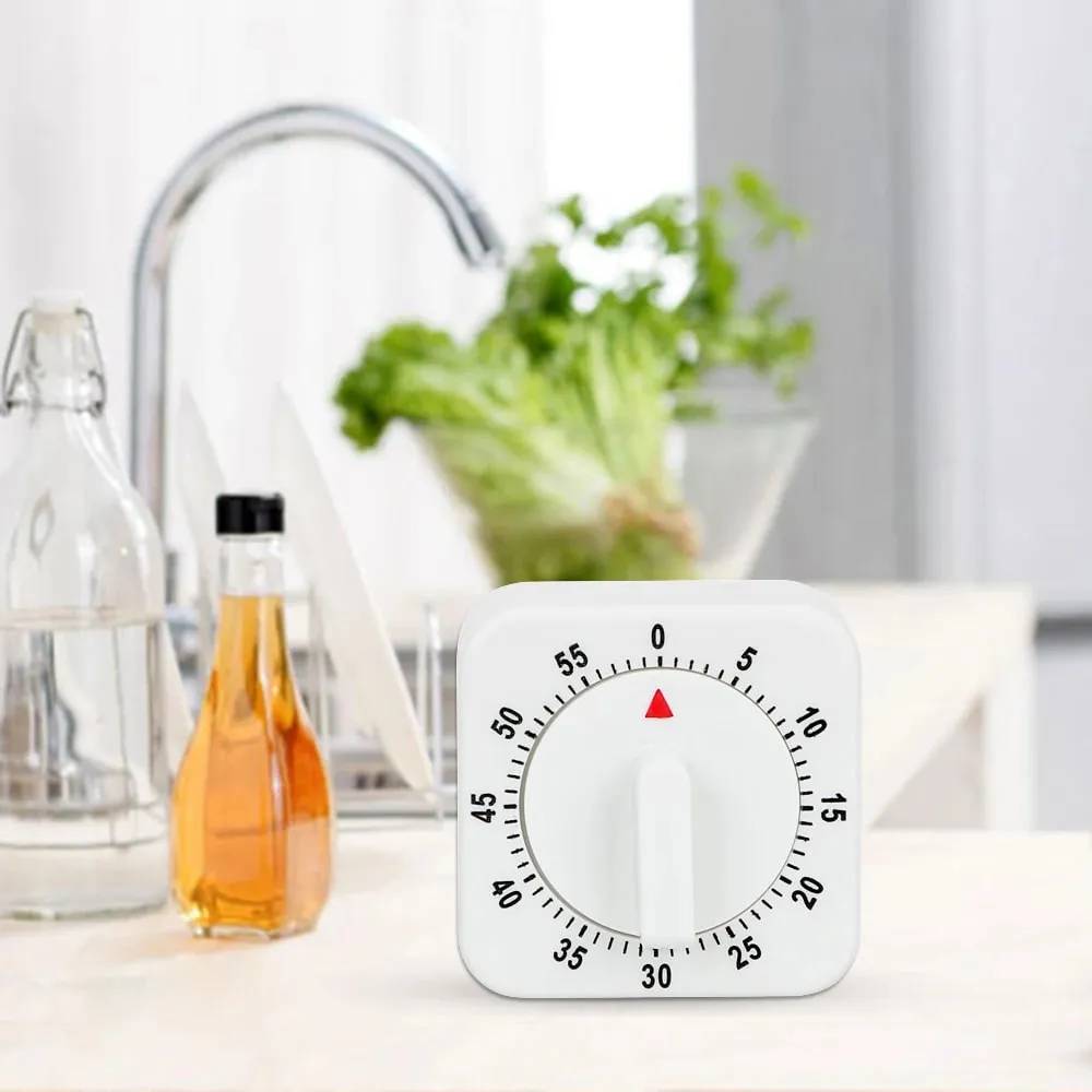 Mechanical Timer Kitchen Tools White Square Cooking Tools 60 Minutes Kitchen Timer Countdown Alarm Reminder