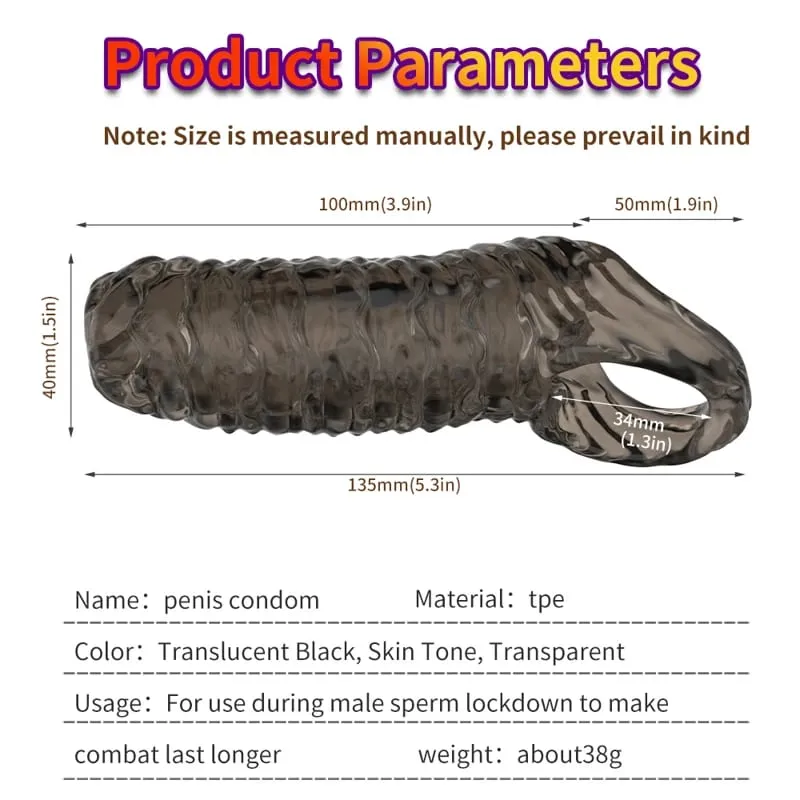 Male Realistic Penis Sleeve Penis Extender Cock Dick Enlargement Delay Ejaculation Cock Rings Reusable Condom Sex Toys For Men