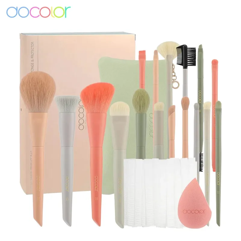 Docolor Makeup Brushes 17pcs Makeup Brush Set Synthetic Foundation Brush Powder Contour Eyeshadow Liner Blending Highlight Tool