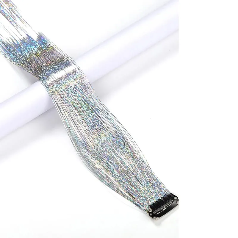 Hair Tinsel Clip in 22Inch Glitter Tinsel Hair Extensions Heat Resistant Clip in Hair Tinsel Sparkle Fairy Hair Accessories