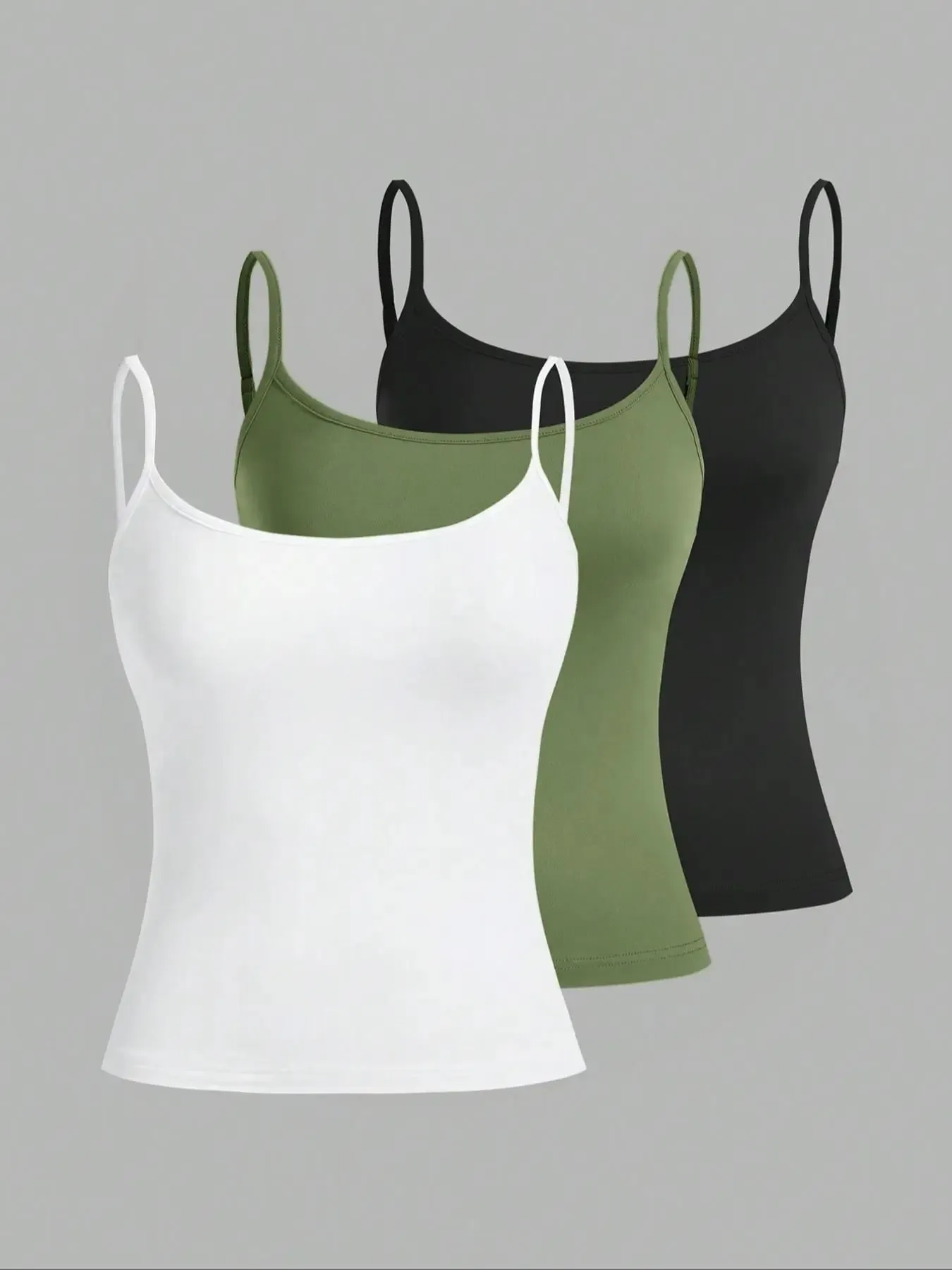 European and American Spring Summer and Autumn Solid Color Daily Casual Adjustable Suspender Vest Three-Piece Set