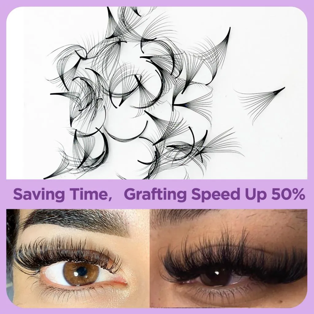 Tbestt Sharp Thin Pointy Base Premade Fans Lashes 5D 6D 8D 10D 12D Middle Stem Russian Volume Fans Eyelash Extensions
