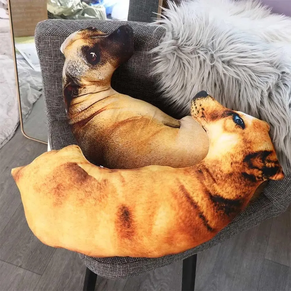 Travesseiro decorativo de animais realistas em 3D Soft Cachorro Travesseiro Almofada criativa para escritório