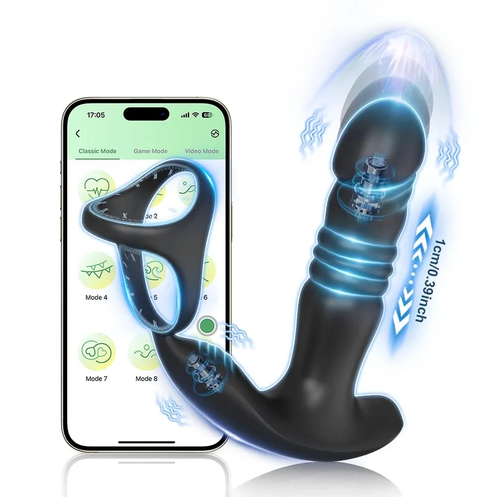Male Thrusting Vibartor Prostate Massager APP Control Vibrator for Men Delayed Ejaculation Cork Ring Butt Plug Sex Toy for Adult — image 6