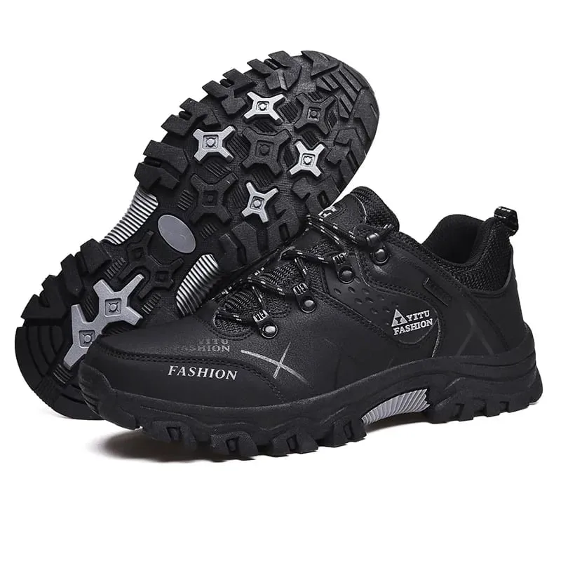 New men's sports hiking shoes 2024 men's anti slip training shoes leather outdoor men's oversized autumn hiking Jogging shoes