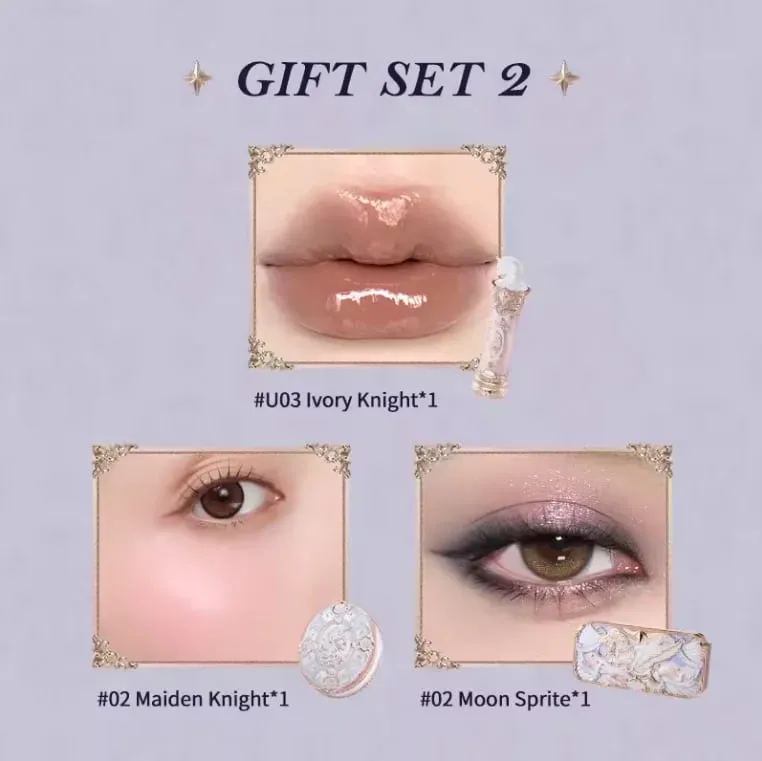 Flowerknows Gift Box Makeup Set Little Angel Full Box Lip Glaze Blusher Shell Jewelry Flower Know Birthday Gift Kit