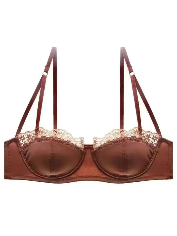 Sexy French Half Cup Invisible Bra Set Soft Underwire Minimizer Push Up Lingerie Set S-XL Comfort Breathable Anti Sag Stylish
