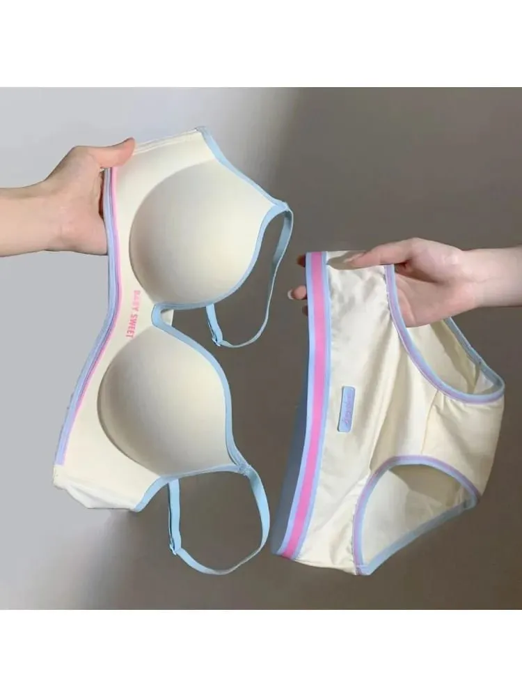 Push Up Seamless Bra for Small Chest | Colorful Dopamine Padded Bralette | Comfort Lift & Sexy Look for Women Bra and Panty Set — image 1