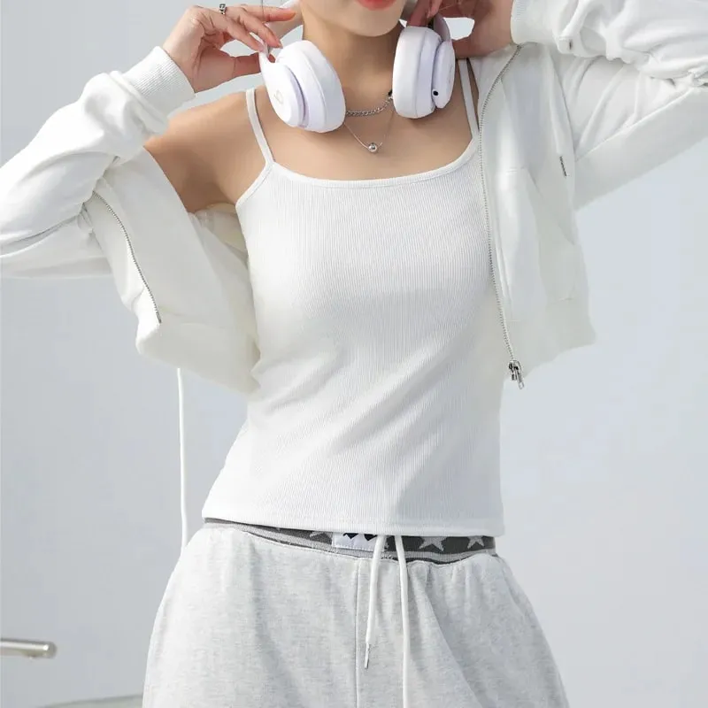 Summer Basic Tanks Spaghetti Strap Camis Solid Stretch Tops for Women Sleeveless Slim Fit Basic Solid Knitted Camisole — image 12