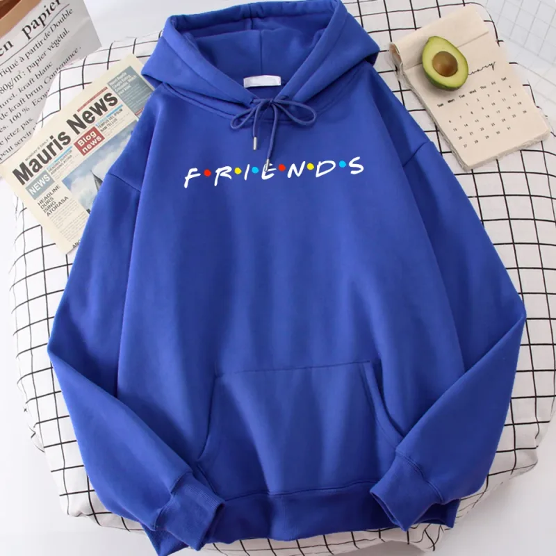 Sitcom Movie Friends Printed Mens Hoody Korean Fleece Sweatshirt Simple Crewneck Hooded Street Oversize Autumn Men's Clothes