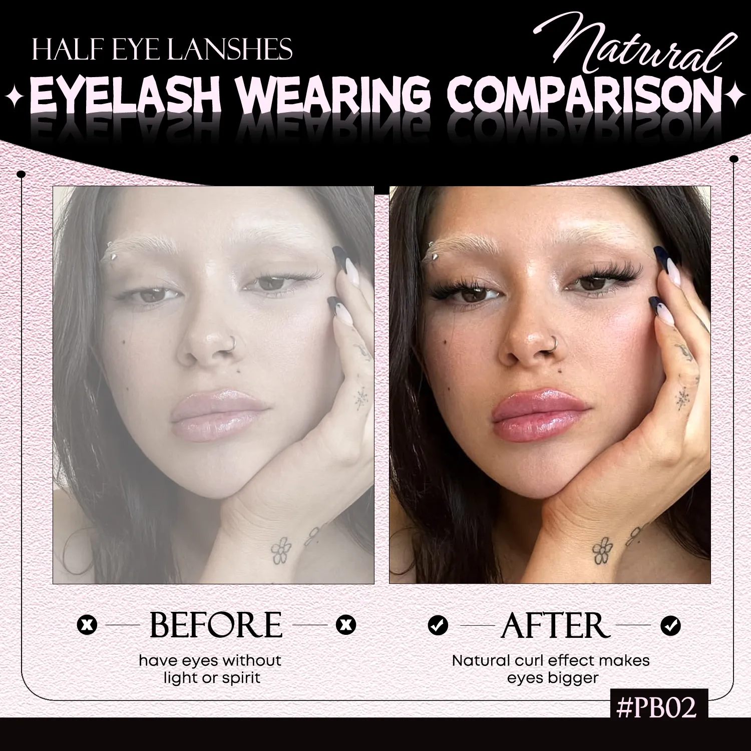 Halve vipper Cat Eye øjenvipper Naturligt udseende Piskede falske vipper Faux Mink vipper Klart bånd Naturlig falske vipper Makeup — image 5