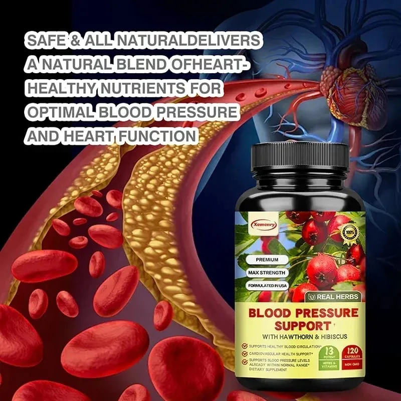 Blood Pressure Support - Supports Cardiovascular Health Boosts Energy and Immunity for Heart Health - with Hawthorn & Hibiscus