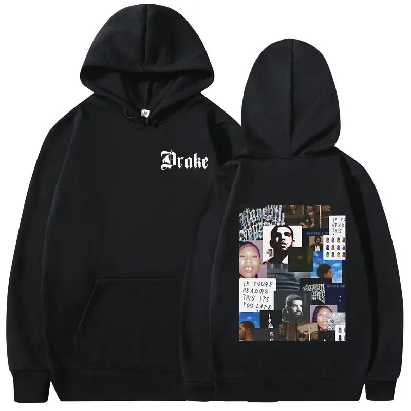 Rapper Drake Music Album Cover Graphic Hoodies Men's Fashion Hip Hop Vintage Sweatshirts Autumn/Winter Fleece Warm Pullovers Y2k