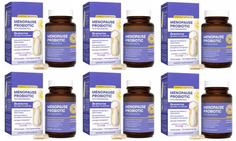 Menopause Probiotics for Women Hormonal Balance Hot Flashes Night Sweats Gut Health Resveratrol & Omega 30 Capsules