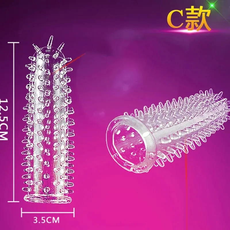 Adult Penis Sleeve Reusable Condoms Sex Toys for Men Delay Ejaculation G Spot Stimulation Safer Contraception Cock Ring Extender — image 5
