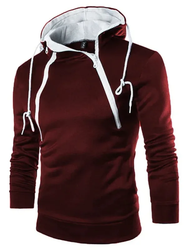 Men's Hoodies Long Sleeve Sweatshirts for Men Zipper Hooded Pullover High Neck Mens Sweatshirt Top Jacket Coat Black Sweater