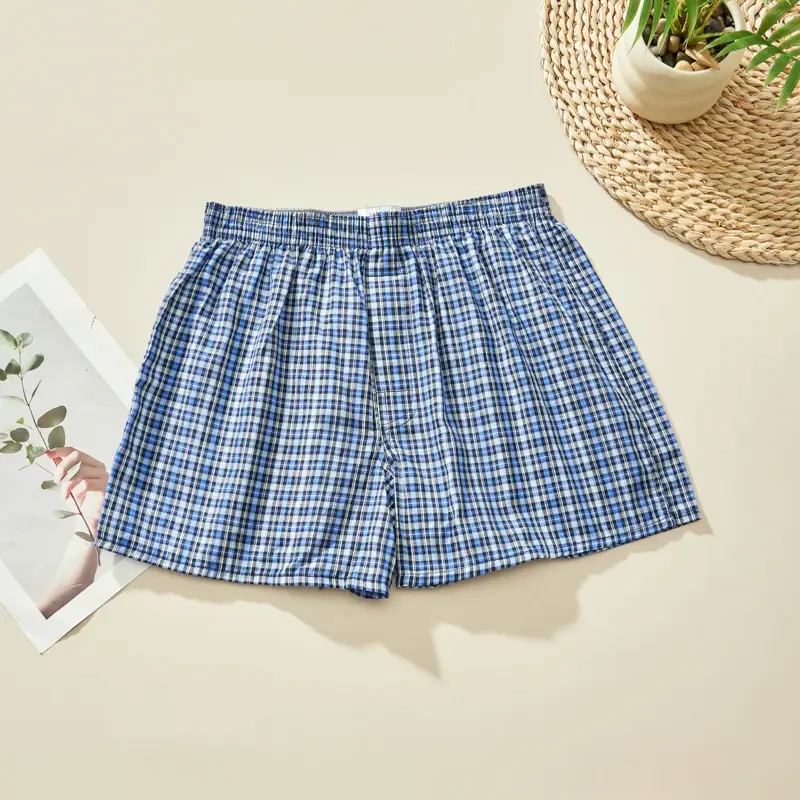 Random 4PCS Men's Fashion Arrow Shorts Home Shorts Men's Underwear Comfortable Breathable Plaid Underwear