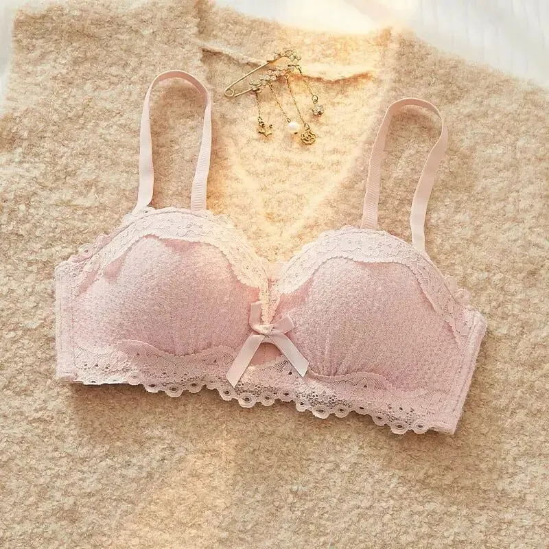 Set di lingerie sexy in pizzo push up imbottito spesso per il seno piccolo che migliora il modellamento del reggiseno a mezza coppa nascosto intimo intimo