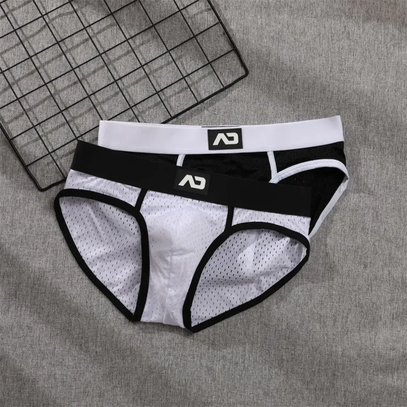 2026 solid color new men's low waist through mesh breathable briefs addicted underwear AD4-M388 — image 9