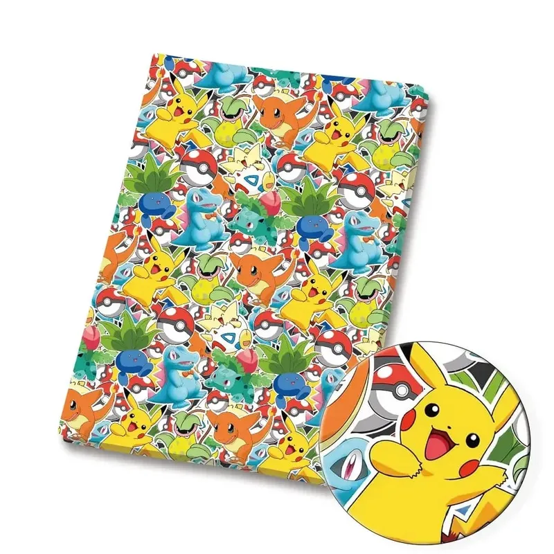 Pokemon Cartoon Fabric140*50cm Ruční šití Patchwork Quiltování Dětské šaty Domácí prostěradlo Potištěná látka Fabric Šití děti