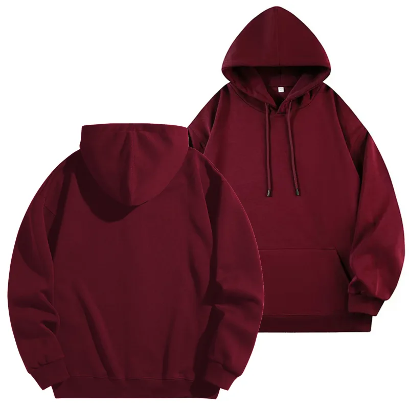 Logo Tersuai DIY Sweatshirt Bertudung Hitam Kapas Tulen Pullover Lengan Panjang Atasan Kasual untuk Lelaki Dan Wanita Fesyen Musim Sejuk Musim Gugur