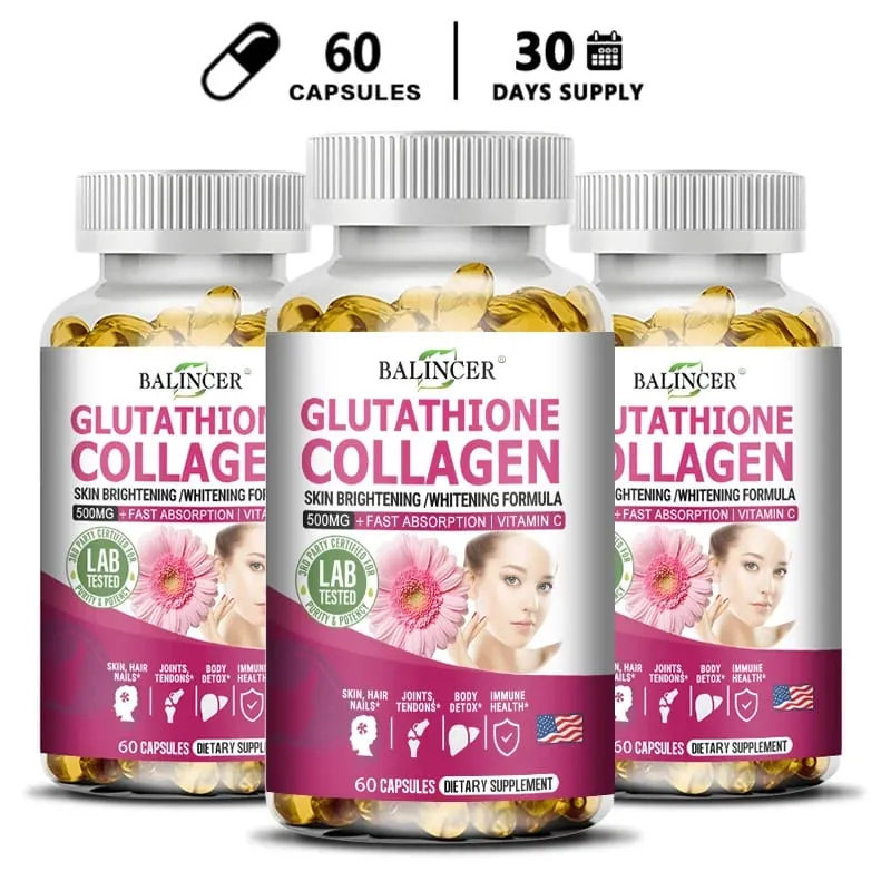 Glutathione Supplements - Collagen Booster Antioxidant Support Liver Detoxification Skin Whitening and Brightening
