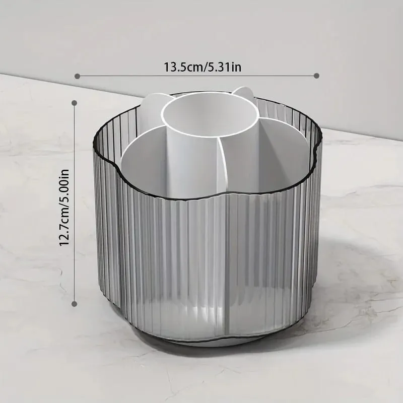 360° Rotating Makeup Brush Holder Detachable 6 Grids Cosmetics Storage Box Round Revolving Makeup Brushes Tools Organizer Box