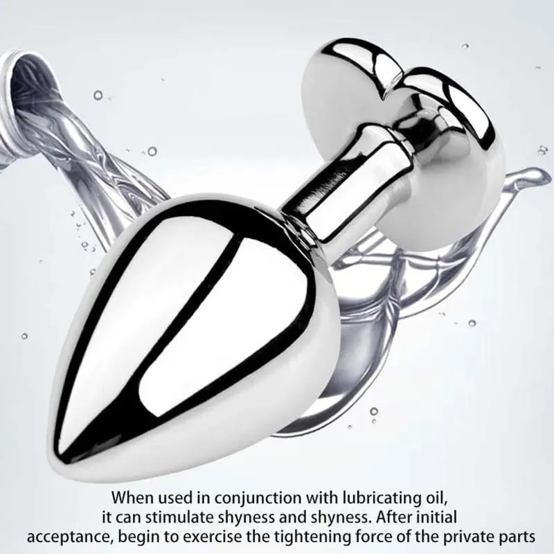 5 Sizes Stainless Steel Crystal Heart Anal Plug Removable Butt Plug Stimulator Prostate Massager Anal Sex Toys Dildos