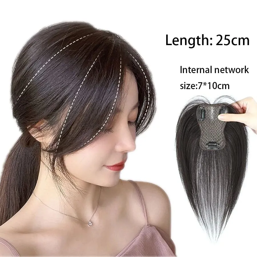 Synthesis Wig Middle-part Bangs Hair Extensions Clip In Forehead Natural Seamless French Oblique Bangs Eight-character Bangs — image 5