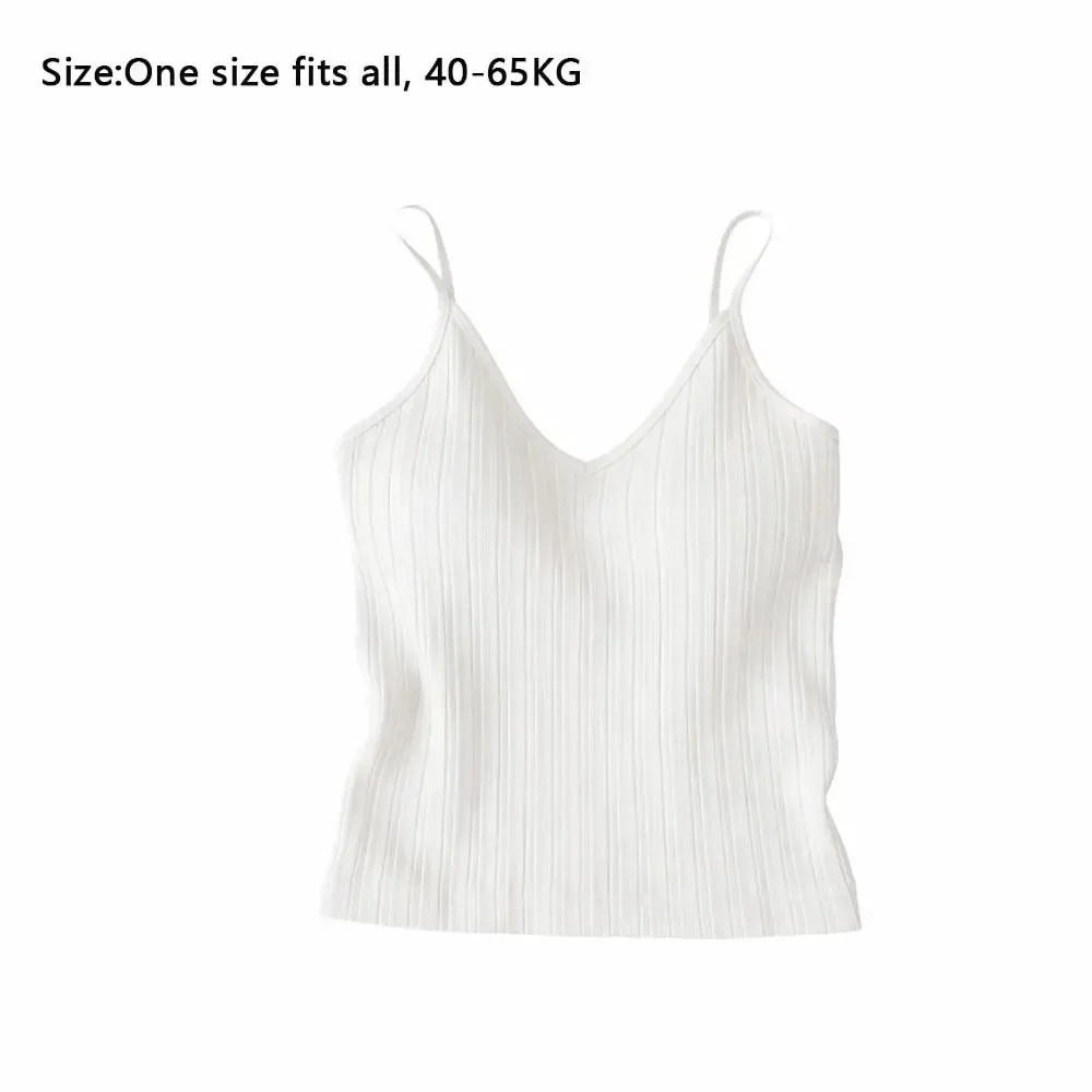 New V-neck Camisole Top Sleeveless Inside Wear Halter Undershirt One-piece Cup French Style Lingerie Summer — image 4