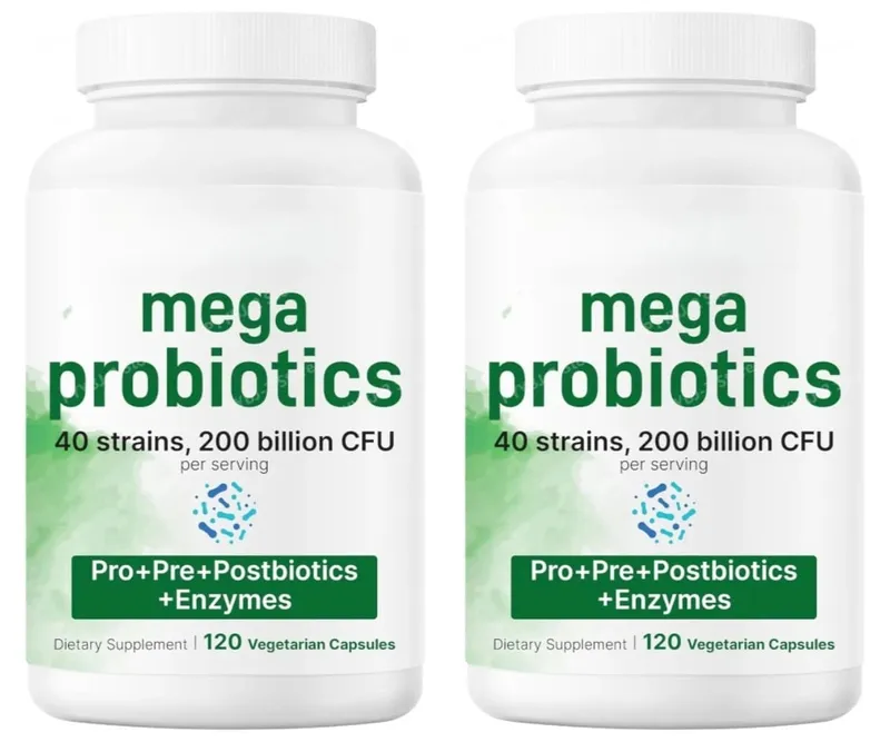 Probiotics Capsules 200 Billion CFU with Prebiotics Dietary Supplement for Men and Women 40 Mega Probiotics Strains 120 Count