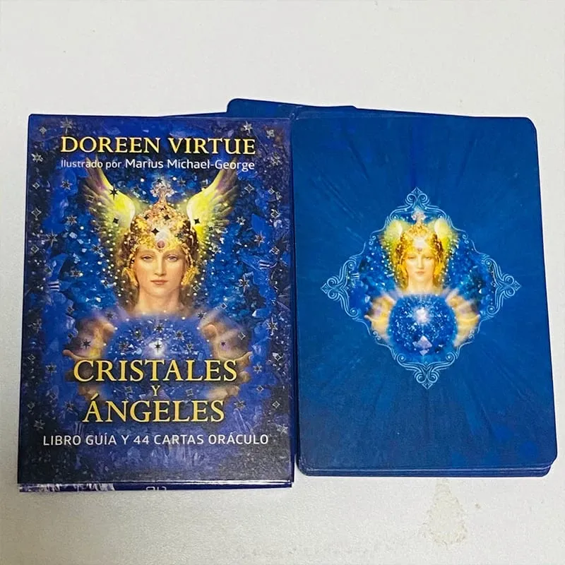 Crystals Angel Oracle Cards 44 Deck 10,4*7,4 cm Spanische Version Fate Divination Tarot Brettspiel Cristales Ángeles