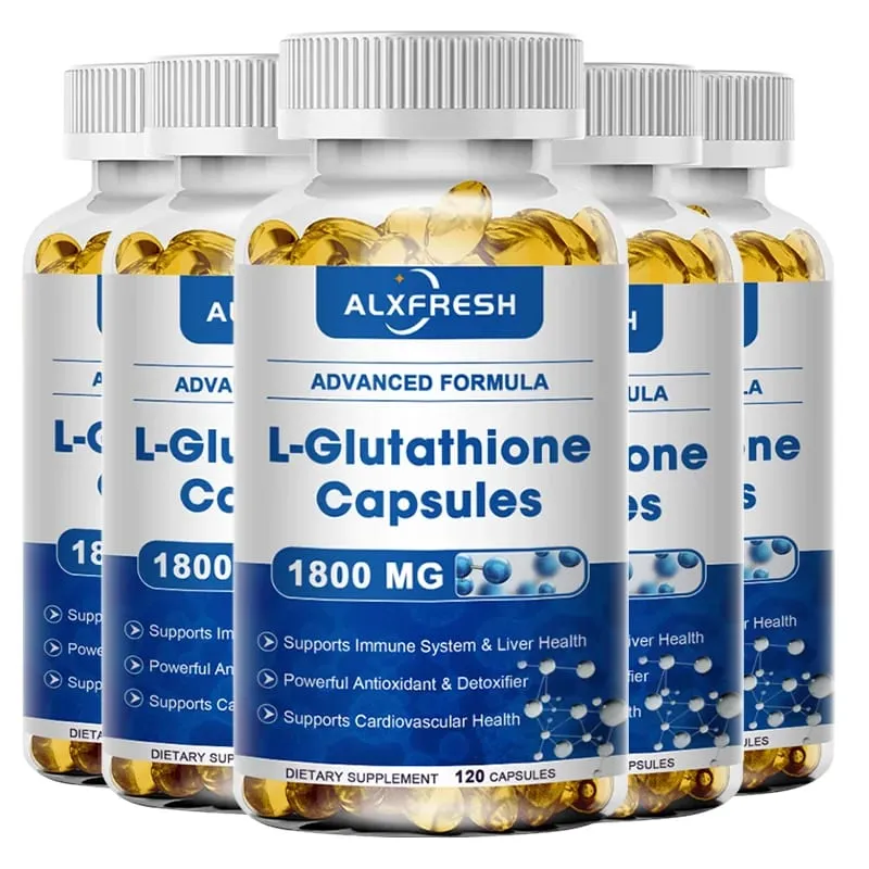 Glutathione Capsules 1800 mg - Potent Skin Antioxidant Detoxification Support Free Radical Neutralizer Vegan Non GMO