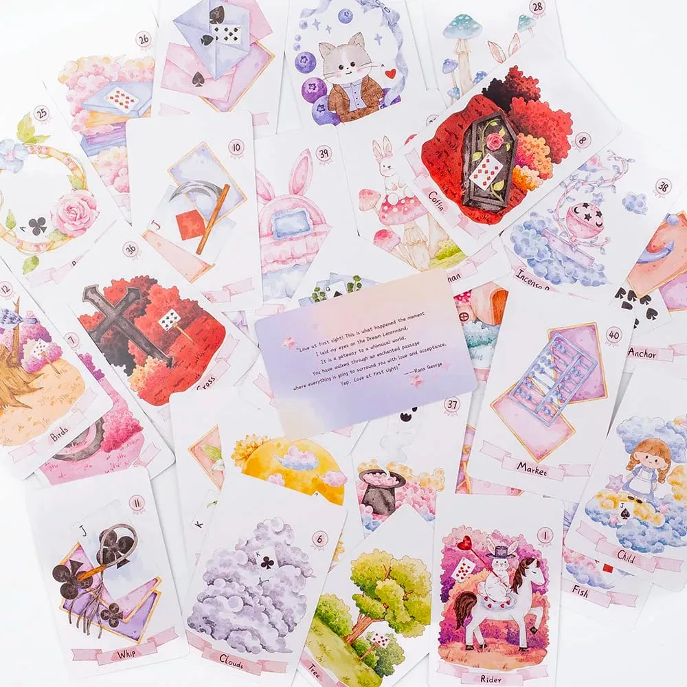 Dream Lenormand Tarot Card Deck 43 Cards Oracle Board Game for Kids Family & Friends Perfect Puzzle Leisure Activity 8.9 x 5.7cm