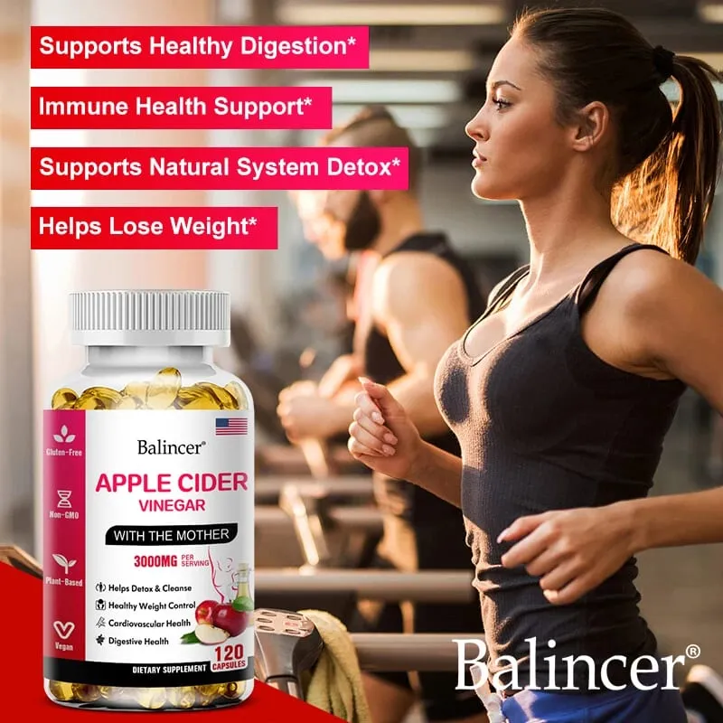 Balincer Apple Cider Vinegar Capsules Fat Burning Appetite Suppressant Healthy Weight Loss Cleanse Vitamin Supplement — image 5