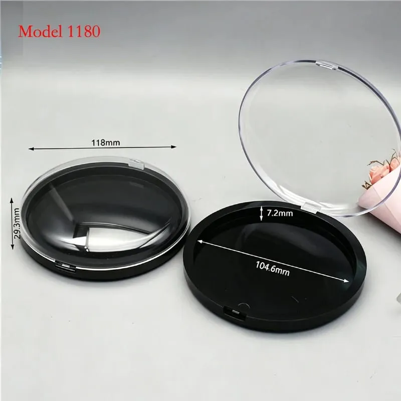 Batch Price For Black Color Round Shape Plastic Makeup Packaging Empty Compact Powder Case Powder Blusher Container