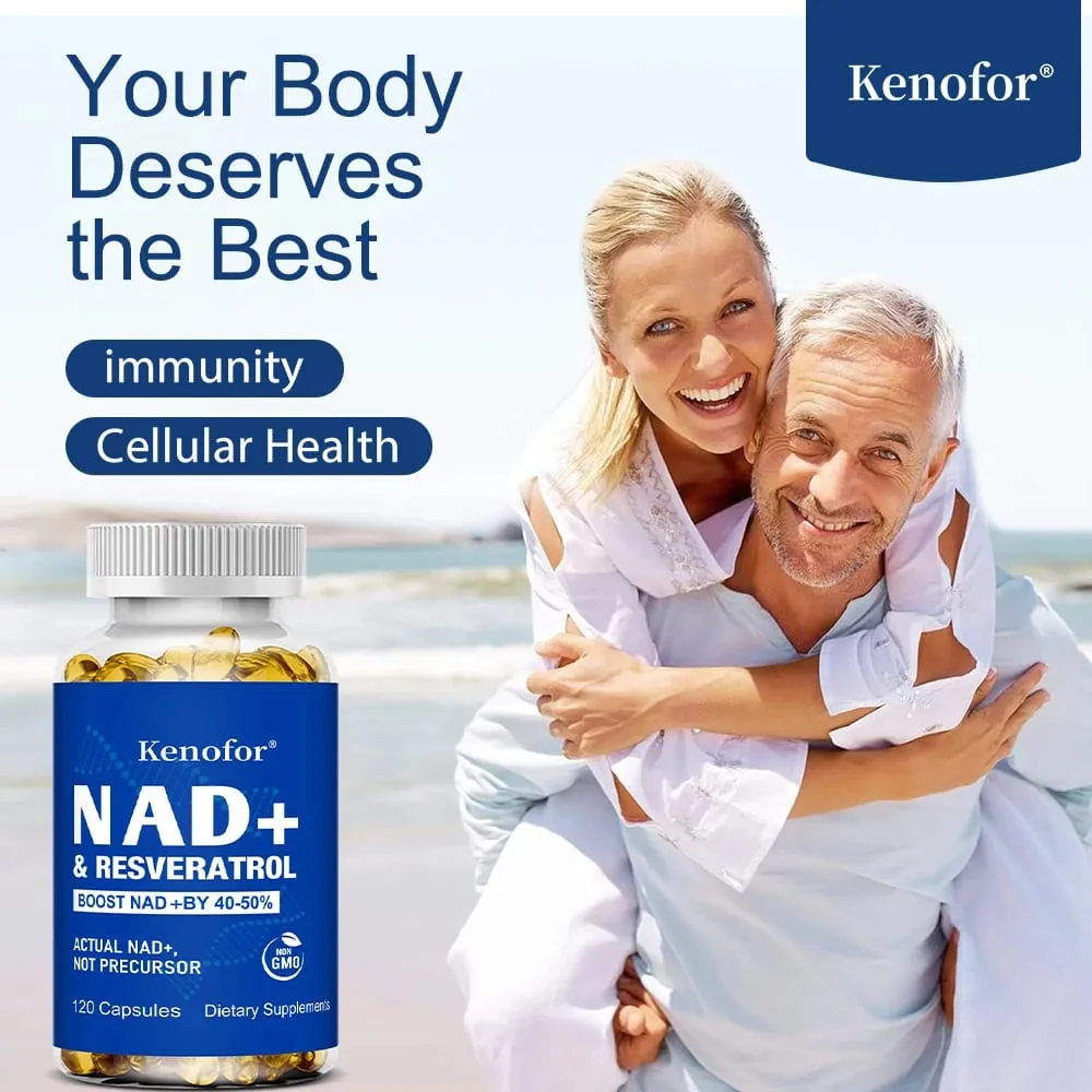 Kenofor NAD+ Supplements with Resveratrol - Anti-Aging Supports Natural Energy - Improve The Immune System Veggie Capsuels
