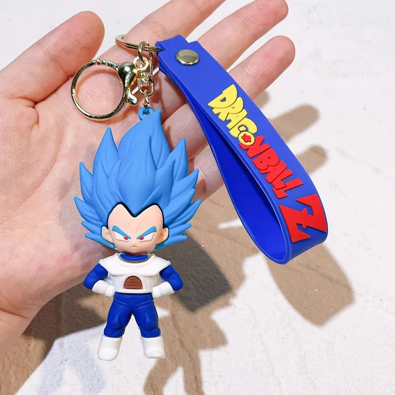Anime Dragon Ball Keychain PVC Cartoon Cartoon Figure Trunks Son Goku Piccolo Buu Vegeta Figures Key Chain Keyring Bag Decor