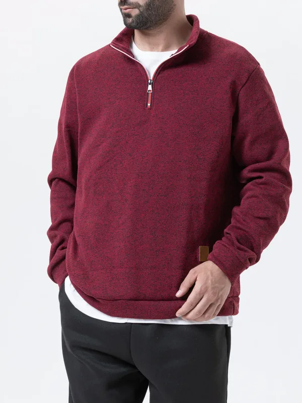 Men Sweatshirts Autumn Thicker Pullover Half Zipper Pullover Male Winter Solid Color Turtleneck Sweater Hoody Outdoor Sweatshirt — image 3