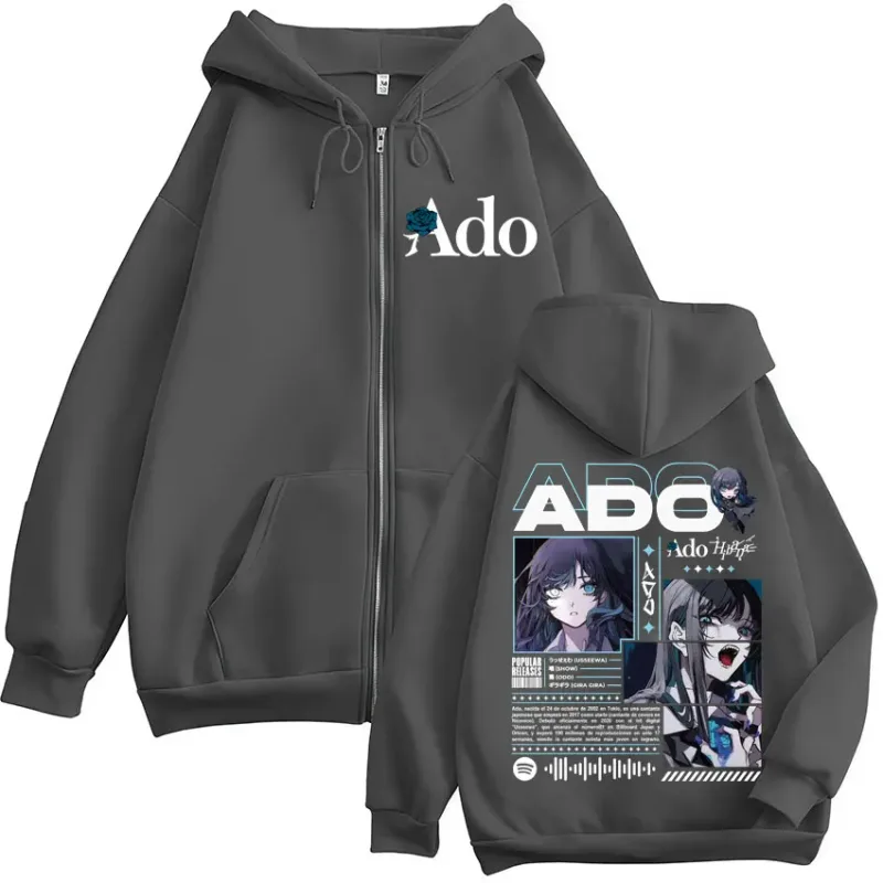 Ado world tour 2025 hibana zíper hoodies das mulheres dos homens roupas moda harajuku zip up sweatshirts pulôver jaqueta casaco streetwear