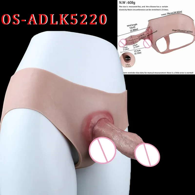 Manchon de pénis réaliste taille haute, sangle sur gode creux, culotte en Silicone, extension de bite, jouet sexuel pour hommes