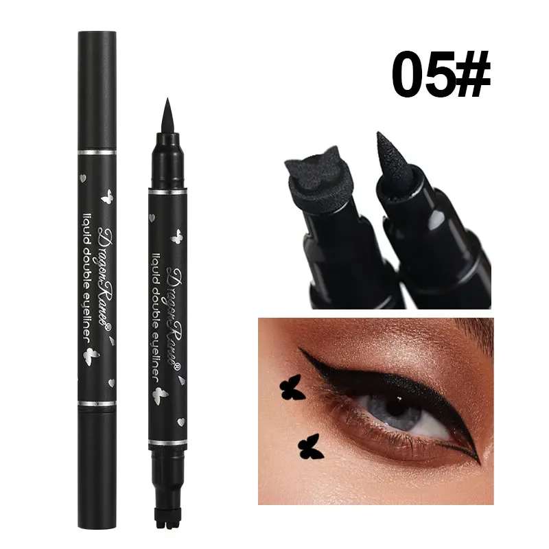 Double Head Liquid Eyeliner Star Butterfly Shape Tattoo Stamp Waterproof Lasting 2 in 1 Seal Stamp Eye Liner Pen Makeup Cosmetic