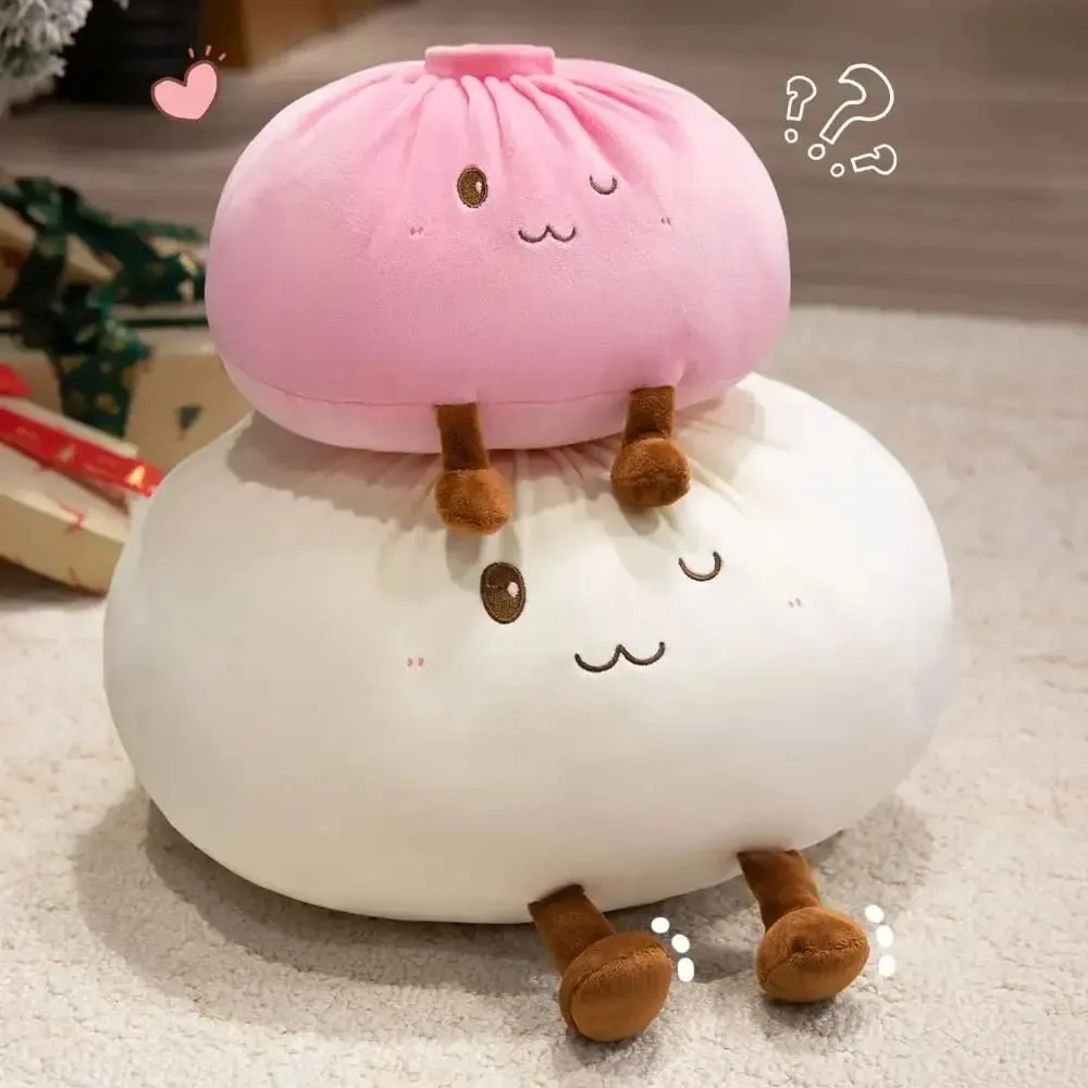 Super Soft Plush Material Steamed Bun Plush Pillow PP Cotton Filled Fluffy Comfortable Food Shaped Hug Pillow Stress Relief